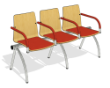 sh_Cadeira Espera 3 L_CALMK0263 - Calm Three Seater Armed beam Red